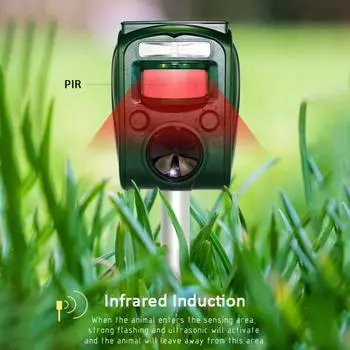 Ультразвуковой отпугиватель мышей на солнечной батарее с инфракрасным датчиком IPX4 Водонепроницаемый Белка Олень