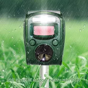 Ультразвуковой отпугиватель мышей Yousheng на солнечных батареях с инфракрасным датчиком IPX4, водонепроницаемый, отпугиватель белок и оленей, отпугивающее устройство, стробоскоп зелёный