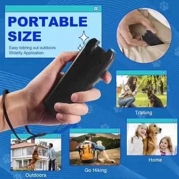 Ультразвуковой отпугиватель собак, устройство для дрессировки домашних животных, уличный отпугиватель, портативное устройство против лая со светодиодом для отпугивания кошек и собак чёрный