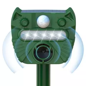 Ультразвуковой отпугиватель животных на солнечной батарее, отпугиватель оленей, белок, водостойкий отпугиватель животных на открытом воздухе зелёный