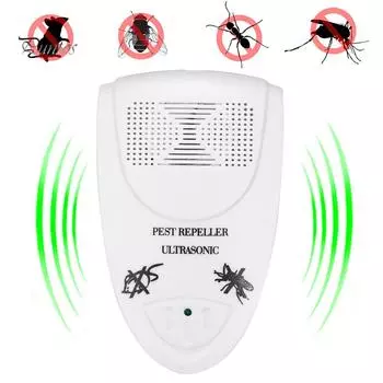 Ультразвуковой репеллент отпугиватель вредителей Puntos для дома, склада, мыши, крысы, комаров и тараканов *EU Plug белый
