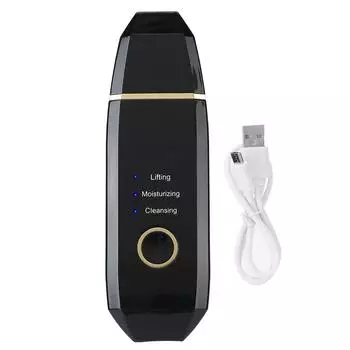 Ультразвуковой скраб для кожи Удаление черных точек Чистка лица Омоложение кожи Машина (черный)