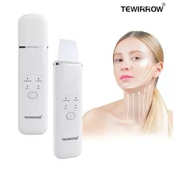 Ультразвуковой скраб для лица TEWIRROW, скраб для лица, лопаточка для кожи, очиститель пор, устройство для ухода за кожей с зарядным устройством USB белый