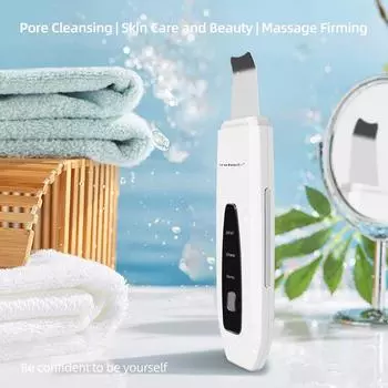 Ультразвуковой скруббер для кожи, ионная лопатка для чистки лица, пилинг, машина для лифтинга лица, удаление угрей, прыщей, терапия красным и синим светом