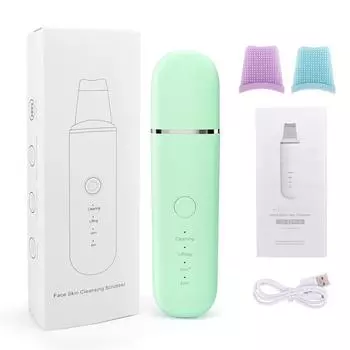 Ультразвуковой скруббер для кожи, вибрационный шпатель для лица, лопатка для удаления черных точек, чистый кавитационный пилинг, лифтинг для лица, инструменты для ухода за кожей