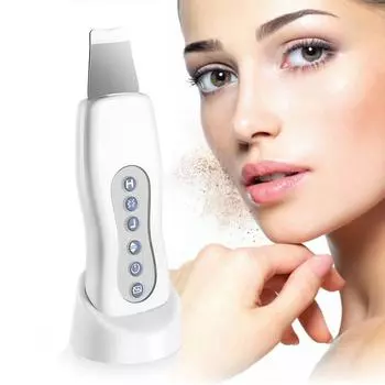 Ультразвуковой скруббер для кожи, вибрационный шпатель для лица, средство для удаления черных точек, скруббер для лица, лопатка, чистый кавитационный пилинг, лифтинг лица белый