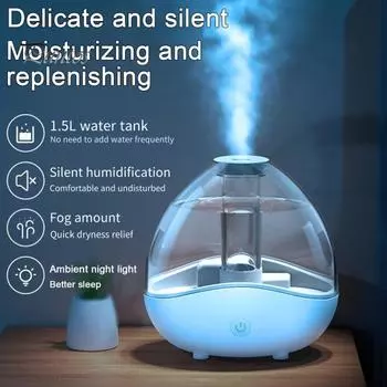 Ультразвуковой увлажнитель тумана 1,5 л. Тихие увлажнители воздуха с легким вращающимся настольным увлажнителем. Диффузор эфирного масла для детских комнатных растений. синий