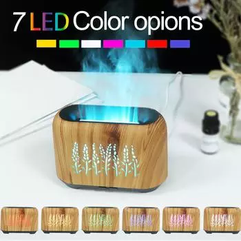 Ультразвуковой увлажнитель воздуха с эфирным маслом USB, имитирующий пламя вулкана, ароматерапия, расширяющая ароматизатор для дома, светлое древесное зерно коричневый