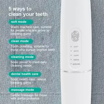 Ультразвуковые электрические зубные щетки, водонепроницаемое зарядное устройство USB, таймер замены зубных щеток, средство для удаления зубного камня белый