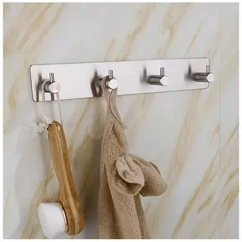 ULA клейкий держатель из нержавеющей стали, крючок, 1 шт., дверная вешалка для одежды, пальто, шляпы, вешалка для полотенец, вешалка для халата, серебро серебряный
