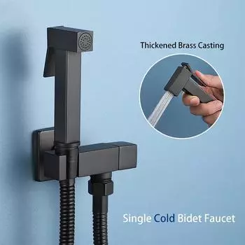 ULA латунный смеситель для биде, одиночный кран для холодной воды, ручной распылитель для биде, душевой набор, туалетный распылитель Shattaf, смеситель для биде, черный чёрный