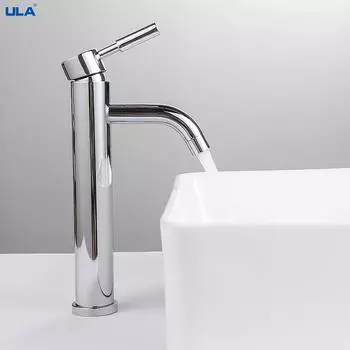 ULA высокий смеситель для раковины, приспособление для ванной комнаты, смесители для умывальника, смеситель для горячей и холодной воды, кран для раковины, водопад, смеситель для раковины G1/2 серебряный