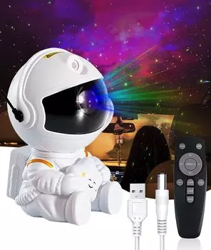 Ulable Star Projector Astronaut Starry Sky Projection Light Starly Atmosphere Planetarium LED Projector Light Quiet Вращающаяся магнитная головка USB Power