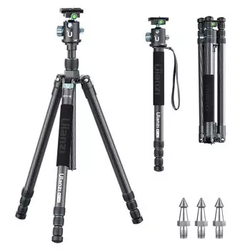 Ulanzi Carbon 174cm Camera 5 Levels Adjustable Free Center Axis Leg Diameter Travel Maximum Load Capacity Low Angle Smartphone Arca Swiss Storage Bag