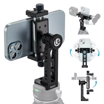 Ulanzi New Edition Мобильный держатель Штатив Держатель для смартфона Крепление на штатив Шариковая ось Вращение на 360 градусов Алюминиевый Регулировка угла Винтового типа Быстрый