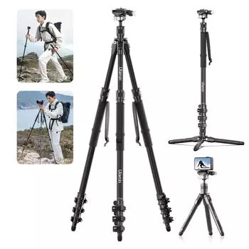 Ulanzi TT35 Carbon Tripod in 1 Hiking Stick Tripod 146cm Camera Monopod Selfie Stick 4 Adjustable Levels Free Ball Head Removable Monopod Free