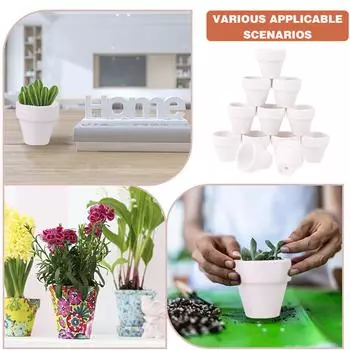 Ulele 30 шт. 1,2-дюймовые керамические цветочные горшки с дренажными отверстиями, белые терракотовые горшки, горшки для суккулентов, маленькие глиняные горшки, горшки для растений Min.
