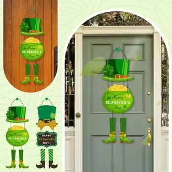 улица. День Святого Патрика Дверная табличка Ирландский праздник Подвесной знак St. Подвеска ко Дню Святого Патрика, подходящая для украшения праздничной вечеринки One Size