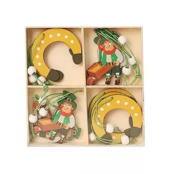 улица. День Святого Патрика Шведские эльфы Подвесные украшения Набор подарочных украшений ручной работы из дерева One Size