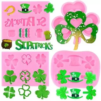улица. Форма для помадки на день Святого Патрика, трилистник, силиконовые формы, четырехлистный клевер, шляпа, обувь для лошадей, форма для украшения торта, конфеты, шоколад, клейкая паста, полимерная глина красный