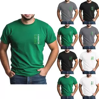 улица. Футболка Patrick s Adult Green с круглым вырезом и короткими рукавами, с принтом в виде трех листьев зеленого цвета L армия зеленый