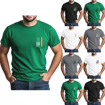 улица. Футболка Patrick s Adult Green с круглым вырезом и короткими рукавами, с принтом в виде трех листьев зеленого цвета L армия зеленый