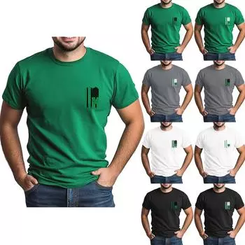 улица. Футболка Patrick s Adult Green с круглым вырезом и короткими рукавами, с принтом в виде трех листьев зеленого цвета S чёрный