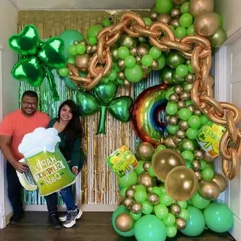 улица. Гирлянда на день Святого Патрика, зеленый воздушный шар, трилистник, счастливая тема, украшения для дня рождения, принадлежности для детского душа