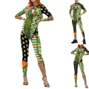 улица. Костюм на День Святого Патрика, сшитый с помощью цифровой печати, ирландский комбинезон, костюм для выступлений L зелёный