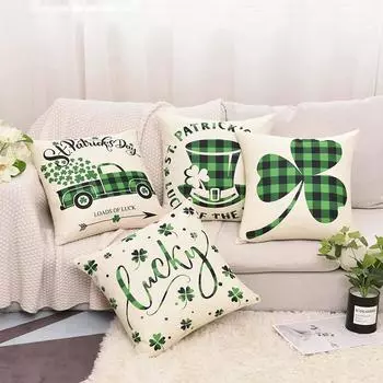 улица. Льняной чехол ко Дню Святого Патрика, декоративный чехол для подушки в честь ирландского праздника One Size