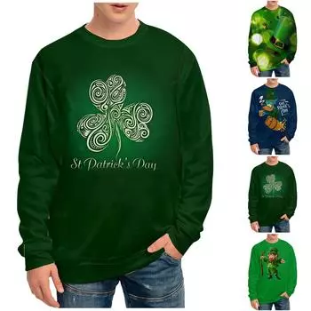 улица. Модные свободные рубашки с длинными рукавами ко Дню Святого Патрика для мужчин и женщин XXXL зелёный
