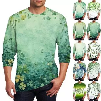 улица. Мужская футболка с длинным рукавом и принтом Patrick s Print, зеленая, с длинным рукавом L армия зеленый