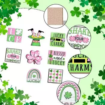 улица. Набор для украшения подносов на День Святого Патрика, деревянный декор в стиле зеленого клевера для праздничных торжеств