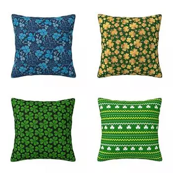 улица. Наволочка ко Дню Святого Патрика с золотым клевером и летним красочным чехлом на молнию для дивана 40x40cm