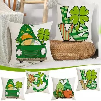 улица. Наволочка на день Святого Патрика с четырьмя листьями травы и льняным принтом Amazon — наволочка для домашнего дивана One Size
