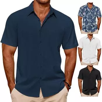 улица. Patrick Мужская хлопковая рубашка-пуловер с длинным рукавом для активного отдыха, винтажная вельветовая рубашка с воротником-стойкой и пуговицами, повседневная толстовка с принтом XXXL тёмно-синий