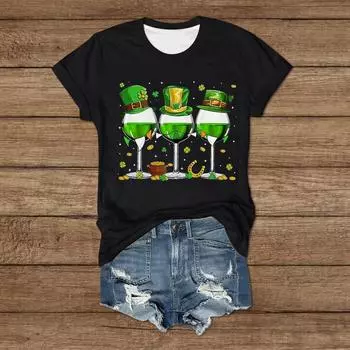 улица. Патрик — женская повседневная футболка с круглым вырезом и короткими рукавами с принтом, большой топ XXXXXL чёрный