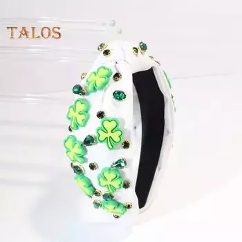 улица. Повязка на голову ко Дню Патрика, инкрустированная стразами, обруч для волос, ирландские аксессуары для волос с узелками на удачу, праздничный подарок на праздник зелёный