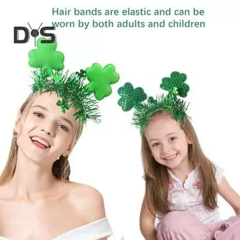 улица. Повязка на голову ко Дню Святого Патрика, блестящий трилистник, цилиндр, обруч для волос, праздничная повязка на голову с клевером для женщин, девочек, мальчиков, вечеринок, мероприятий, нарядов A