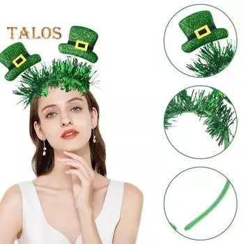 улица. Повязка на голову ко Дню Святого Патрика, блестящий трилистник, цилиндр, обруч для волос, праздничная повязка на голову с клевером для женщин, девочек, мальчиков, вечеринок, мероприятий, нарядов C