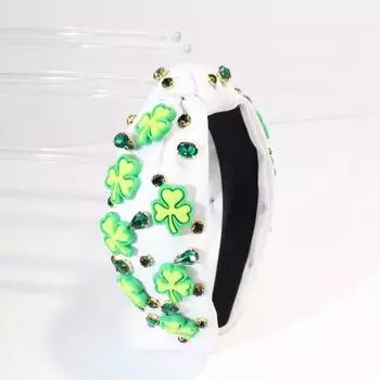 улица. Повязка на голову Patrick Day Shamrock, инкрустированная стразами, обруч для волос, ирландский узелок удачи зелёный