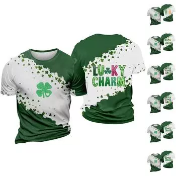 улица. Принт ко Дню Патрика - мужская повседневная футболка с круглым вырезом и короткими рукавами XXL