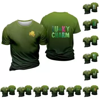 улица. Принт ко Дню Патрика - мужская повседневная футболка с круглым вырезом и короткими рукавами L