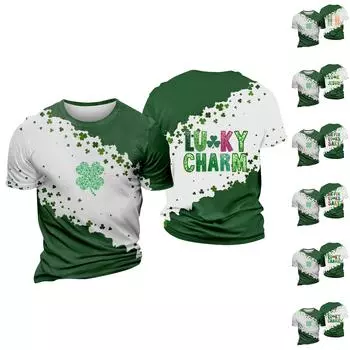 улица. Принт ко Дню Патрика - мужская повседневная футболка с круглым вырезом и короткими рукавами L