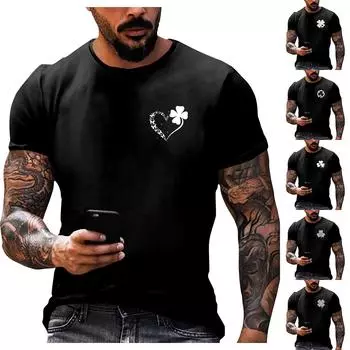 улица. Принт ко Дню Патрика - мужская повседневная футболка с круглым вырезом и короткими рукавами XXL