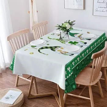 улица. Скатерть на День Святого Патрика с изображением гномов и трилистника, эвкалипта, моющаяся, для украшения стола на ферме, домашней вечеринке, пикнике, обеденном столе 50x50cm napkin