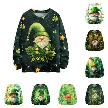 улица. Свитшоты ко Дню Святого Патрика для детей, вязаные свитера для мальчиков и девочек, симпатичные рубашки, осенние свитера с круглым вырезом 100 оранжевый