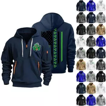 улица. Толстовка с капюшоном Patrick s Green Flag Print для мужчин, пуловер на молнии для мужчин, спортивная повседневная толстовка больших размеров L бежевый