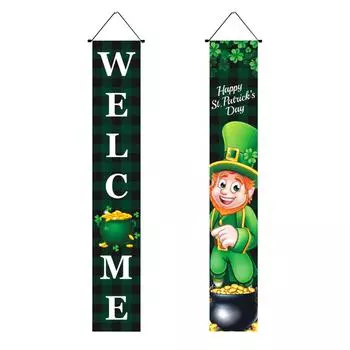 улица. Украшение двери ирландского фестиваля ко Дню Святого Патрика. Ирландский куплет с флагом Святого Патрика One Size