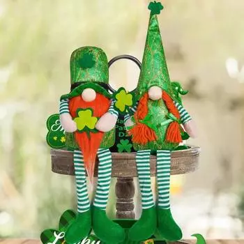 улица. Украшение в виде гнома на День Святого Патрика, плюшевая кукла-фигурка гнома с клевером, ирландское безликое украшение ручной работы для декора стола A